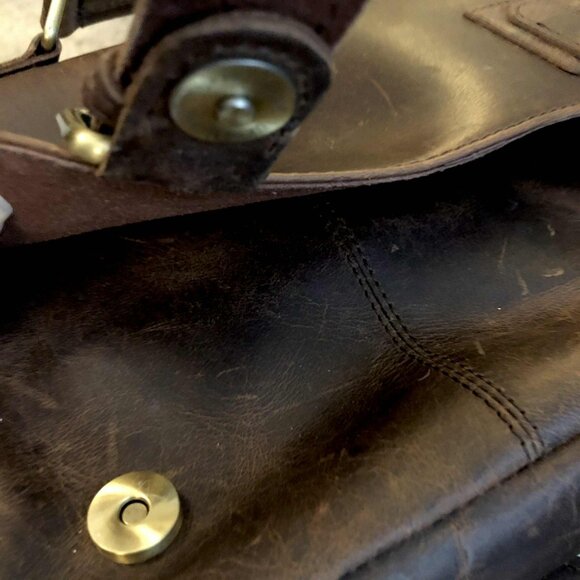 NWT HANDCRAFTED GENUINE LEATHER Medium Crossbody Satchel Bag Rustic Saddle Brown - Picture 7 of 10